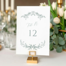 Dusty Green Cottage Wedding Table Number Card Sign Tischnummer