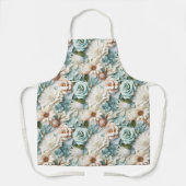 Dusty green Creme Blume Schürze (Vorderseite)