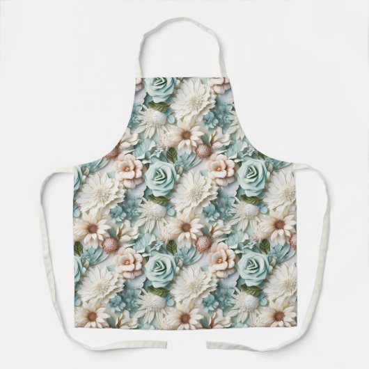 Dusty green Creme Blume Schürze (Vorderseite)