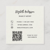 Dusty Green Creme Florals Foto QR Logo Quadratische Visitenkarte (Rückseite)