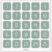 Dusty Green Customizable Square Number Stickers  Aufkleber (Blatt)