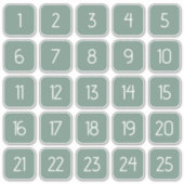 Dusty Green Customizable Square Number Stickers  Aufkleber (Vorderseite)