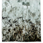 Dusty Green Dark Brown Botanical Queen Anne Floral Duschvorhang (Vorderseite)