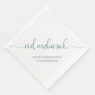 Dusty Green Eid Mubarak Calligraphy Custom Serviette