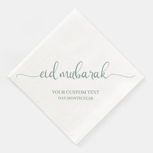 Dusty Green Eid Mubarak Calligraphy Custom Serviette (Ecke)