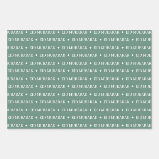 Dusty Green Eid Mubarak Masjid Muster Design Geschenkpapier Set (Vorderseite)