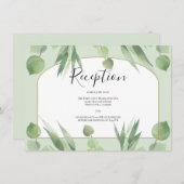 Dusty Green Eucalyptus Boho Arch Wedding Empfang Begleitkarte (Vorne/Hinten)
