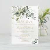 Dusty Green Eucalyptus Bridal Dusche Einladung (Stehend Vorderseite)