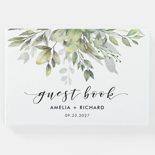 Dusty Green Eucalytus Gästebuch (Vorderseite)