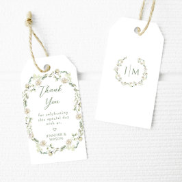 Dusty Green Floral Wreath Summer Wedding Vielen Da Geschenkanhänger