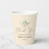 Dusty Green Foliage Beige Craft Paper Pappbecher (Rückseite)