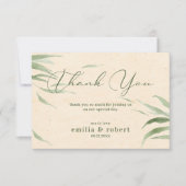 Dusty Green Foliage, Beige Paper, vielen Dank Dankeskarte (Vorderseite)