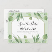 Dusty Green Geometric Arch Wedding Save the Date Postkarte (Vorne/Hinten)