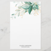 Dusty Green Gold Eukalyptus Greenery Monogram Briefpapier (Vorderseite)