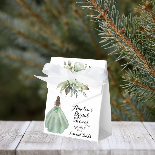 Dusty Green Gold Glitzer Dress Brautparty Geschenkschachtel