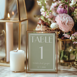 Dusty Green Ivory Old Money Wedding Table Number Einladung
