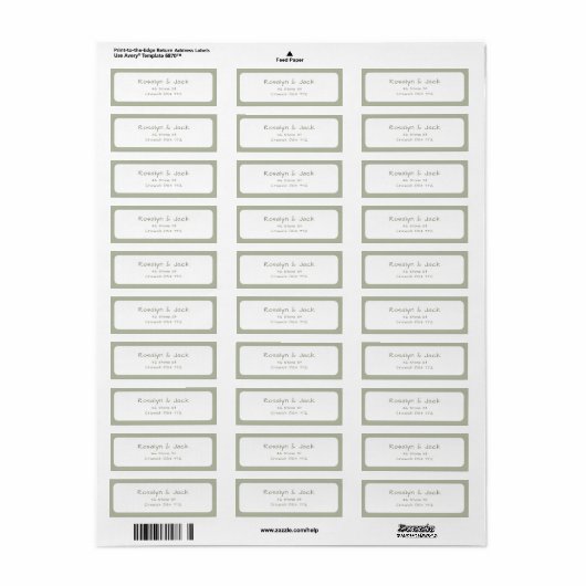 Dusty Green Lässig Handwriting Address Labels (Vorne)