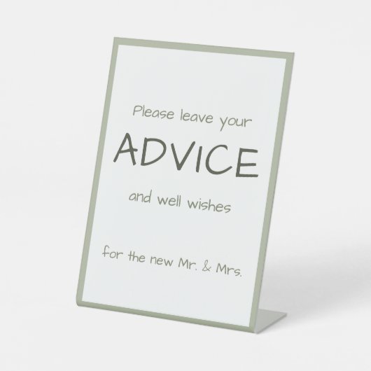 Dusty Green Lässig Handwriting Advice & Wishings Sockelschild (Vorderseite)