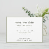 Dusty Green Lässig Handwriting The Knot Save The Date (Stehend Vorderseite)