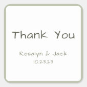 Dusty Green Lässig Handwriting Vielen Dank Quadratischer Aufkleber (Vorderseite)