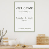 Dusty Green Lässig Handwriting Welcome Wedding Poster (Küche)