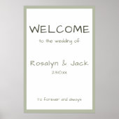 Dusty Green Lässig Handwriting Welcome Wedding Poster (Vorne)