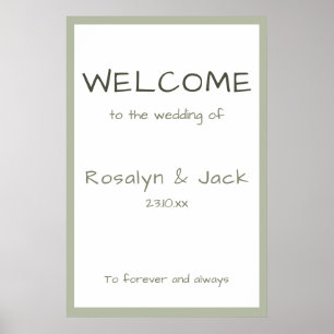 Dusty Green Lässig Handwriting Welcome Wedding Poster