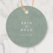 Dusty Green Minimal Calligrafy Wedding Vielen Dank Geschenkanhänger (Rückseite)