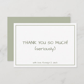 Dusty Green Minimalistisch Modern Danke-Card Dankeskarte