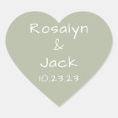 Dusty Green Minimalistisch Modern Herz-Aufkleber (Vorderseite)