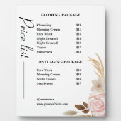 Dusty Green Minimalistisch Skincare Price List Fotoplatte (Vorderseite)