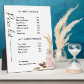 Dusty Green Minimalistisch Skincare Price List Fotoplatte (Seite)