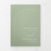 Dusty Green Modern Boho Arch Foto QR Code Wedding Dreifach Gefaltete Einladung (Cover)