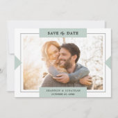 Dusty Green Modern Simple Foto Save the Date (Vorderseite)