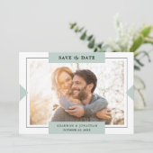 Dusty Green Modern Simple Foto Save the Date (Stehend Vorderseite)