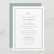 Dusty Green Monogram Families Wedding Einladungen