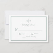 Dusty Green Monogram Wedding RSVP Response Card Karte (Vorderseite)
