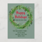 Dusty Green New Zuhause Happy Holiday Postkarte (Vorderseite)