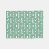 Dusty Green Personalisiert Name Blanket mit Herz Fleecedecke (Vorderseite (Horizontal))