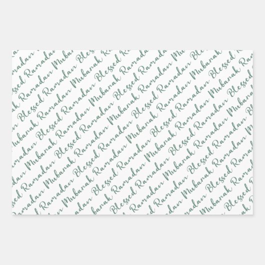 Dusty Green Ramadan Calligraphy Masjid Pattern Geschenkpapier Set (Vorderseite 2)