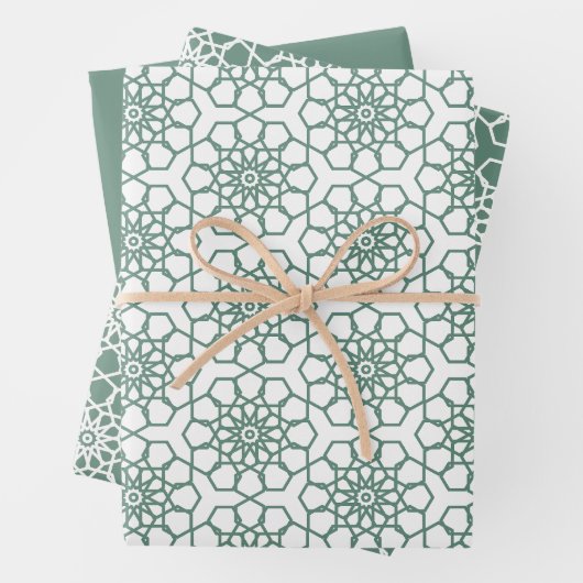 Dusty Green Seamless Arabesque Muster Geschenkpapier Set (Beispiel)