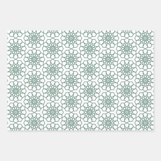 Dusty Green Seamless Arabesque Muster Geschenkpapier Set (Vorderseite)