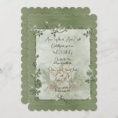 Dusty Green Shiny Elegant Sparkly Frame Wedding Einladung (Vorne/Hinten)