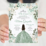 Dusty Green & Silver Mis Quince Floral Quinceañera Einladung<br><div class="desc">Dusty Green & Silver Floral Quinceñera Einladung Mis Quince Anos,  15. Geburtstag, </div>