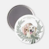 Dusty Green Simple Christmas Wreath Foto Magnet (Vorderseite/Rückseite)