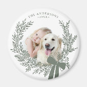 Dusty Green Simple Christmas Wreath Foto Magnet (Vorne)