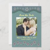 Dusty Green Six Petal Blume Save the Date Karte (Vorderseite)