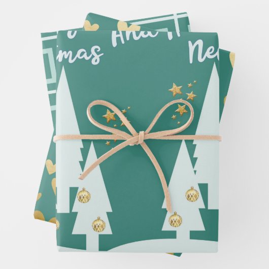 Dusty Green und Gold Geschenkpapier Set (Beispiel)