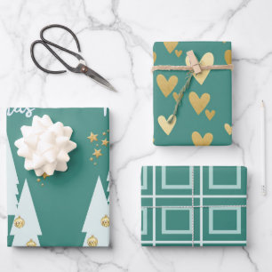 Dusty Green und Gold Geschenkpapier Set