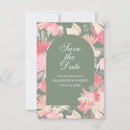 Dusty Green White Orchid Save the Date Card Einladung (Vorderseite)